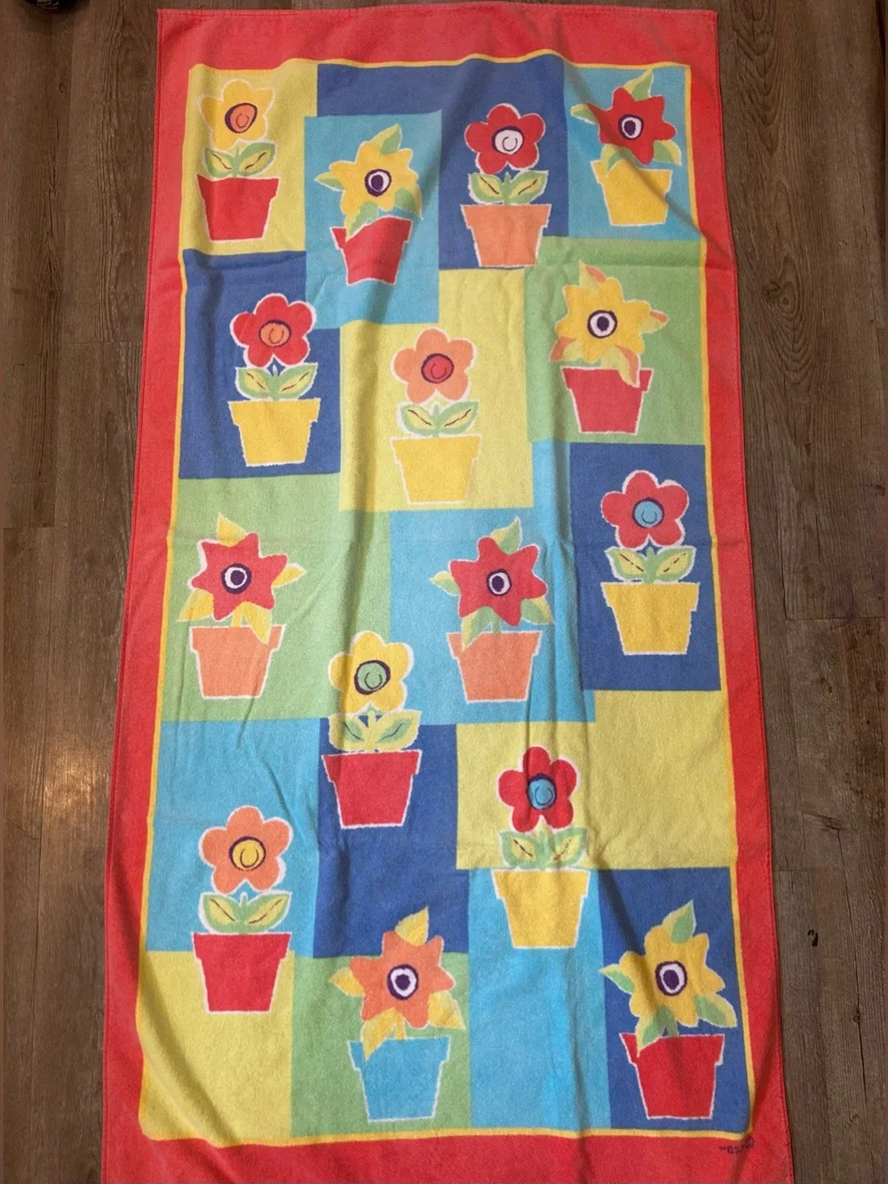 VTG Terrisol Floral Multicolor Large Beach Towel 100% Cotton